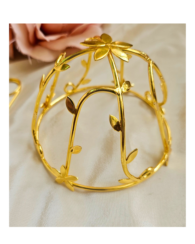Janhvi Floral Hair Bun Cage Accessory In Brass : HB002