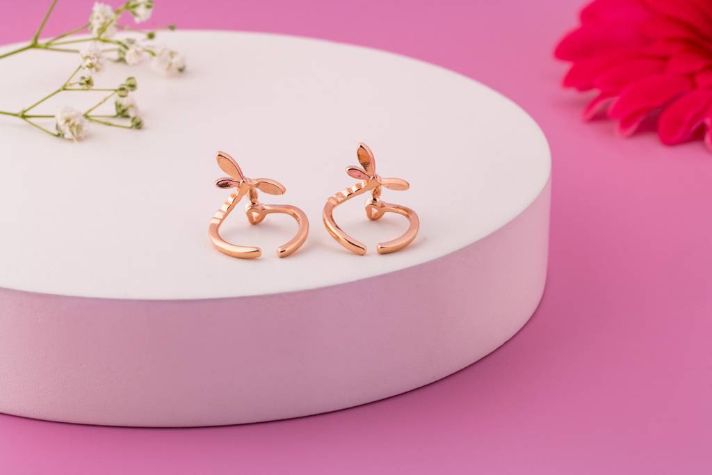 Lavender Butterfly Gold Plated 92.5 Silver Toe Ring : SKU1137
