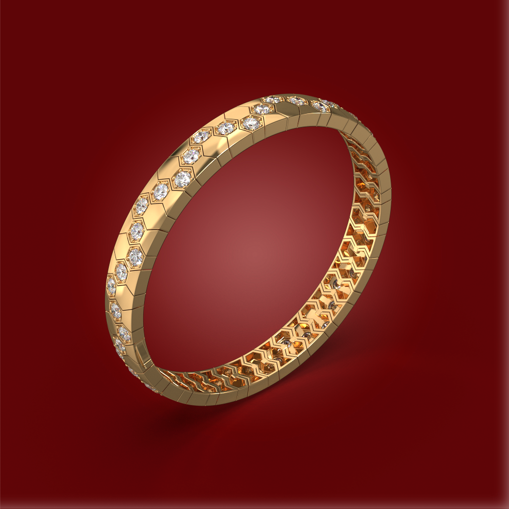 Honeycomb Pavã© Bangle | 925 Sterling Silver : AGD225G14