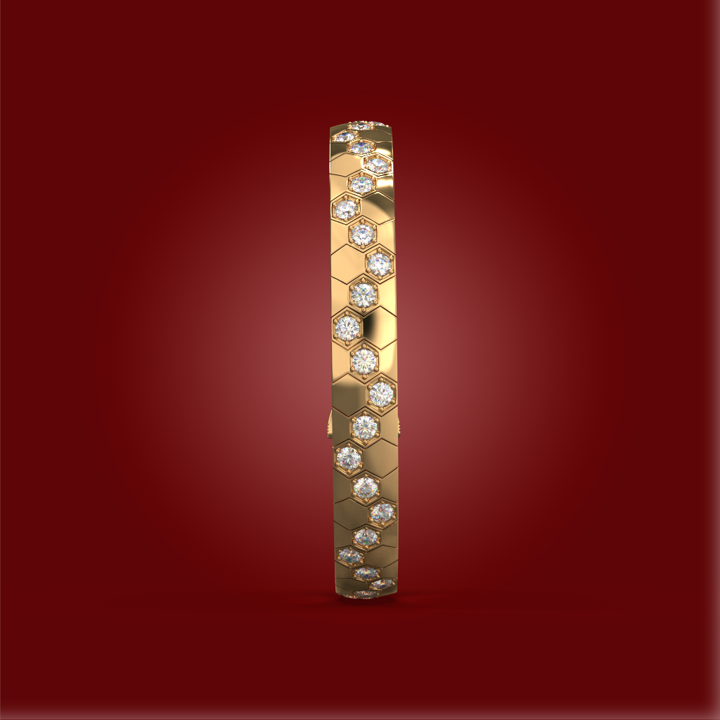 Honeycomb Pavã© Bangle | 925 Sterling Silver : AGD225G14