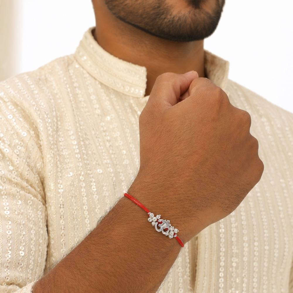 Pearl Om Blessing 925 Sterling Silver Rakhi : 1013383