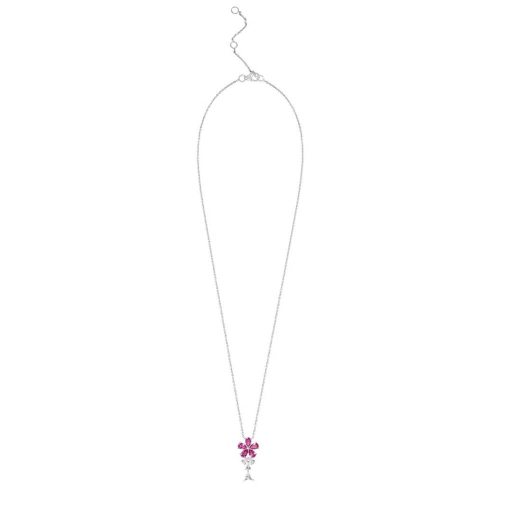 Ruby Five Petal Flower Necklace : SLET09