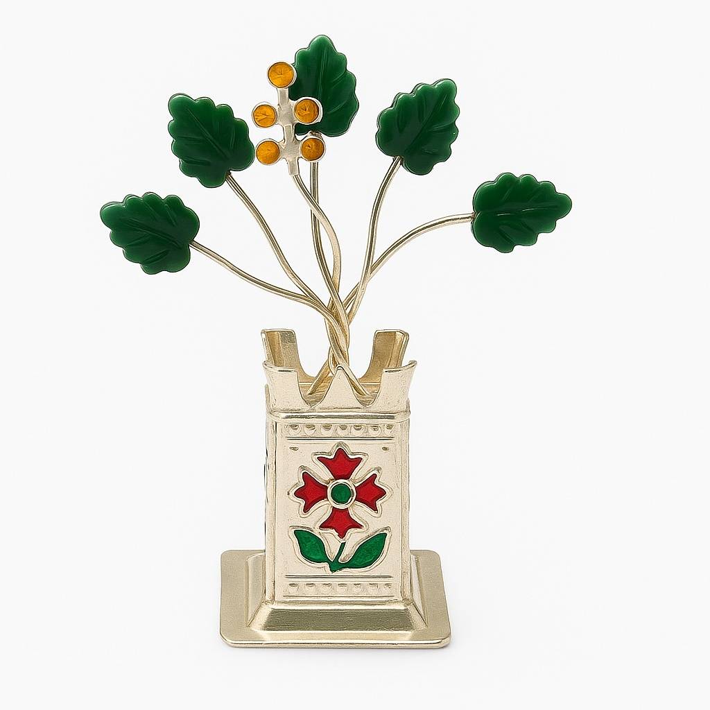 925 Pure Silver Tulsi Plant | Silver Tulsi Podha For Pooja And Spiritual Benefits : AA1010