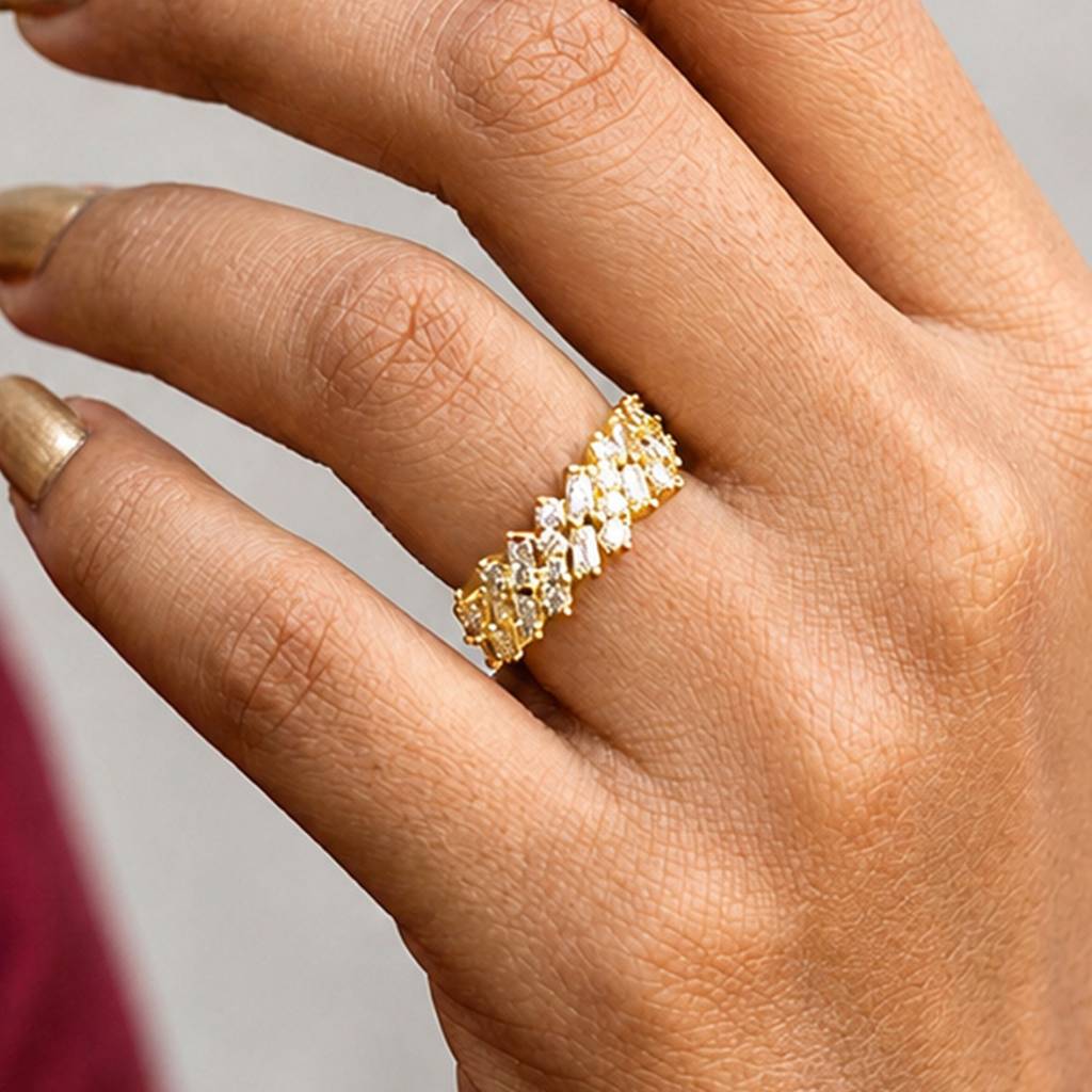Luxe Baguette Crown Statement Anti-Tarnish Ring For Women : HSPS60MB1866