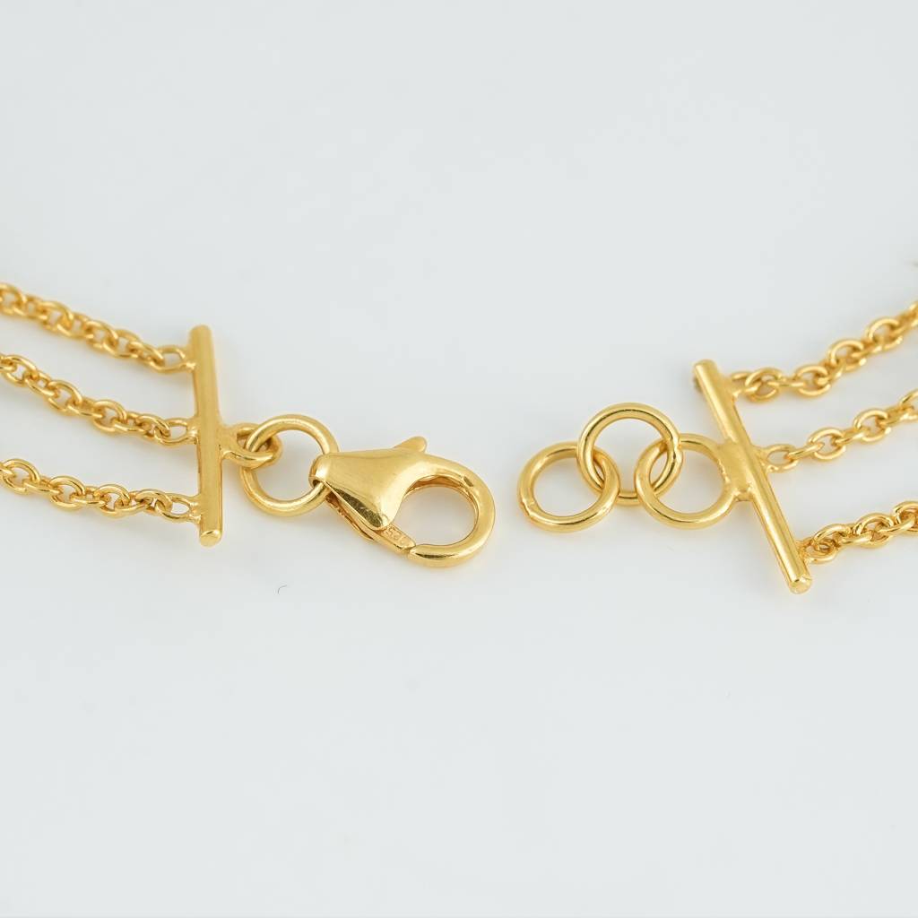 The Royal Trinity Layered Bracelet - Ruby Emerald Three Layer Natural Gemstone 18Kt Gold Plated Sterling Silver : BR0001