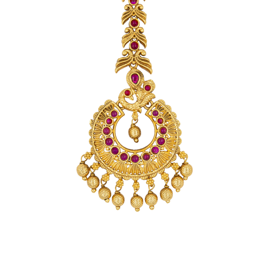 Luxury Temple Jewellery Maang Tikka | Wedding & Festive Gold Plated Look : N-704