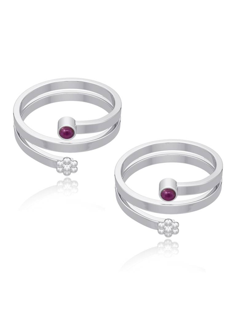 Silver Red Pota Toe Ring : U100SO008TR0079