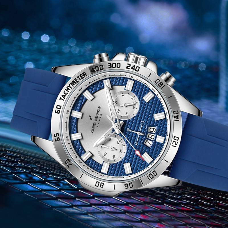 Daniel Hechter Paris Pantheon Collection Pantheon Collection Unique Multifunctional Watch For Men With Textured R : DHM1010-03