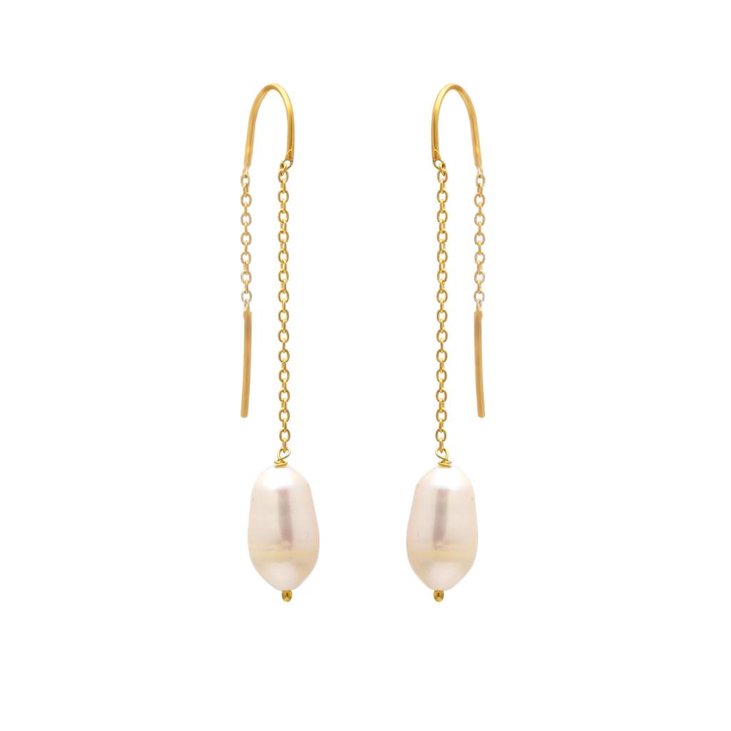 Dangling Minimalist Pearl Earring : 3386