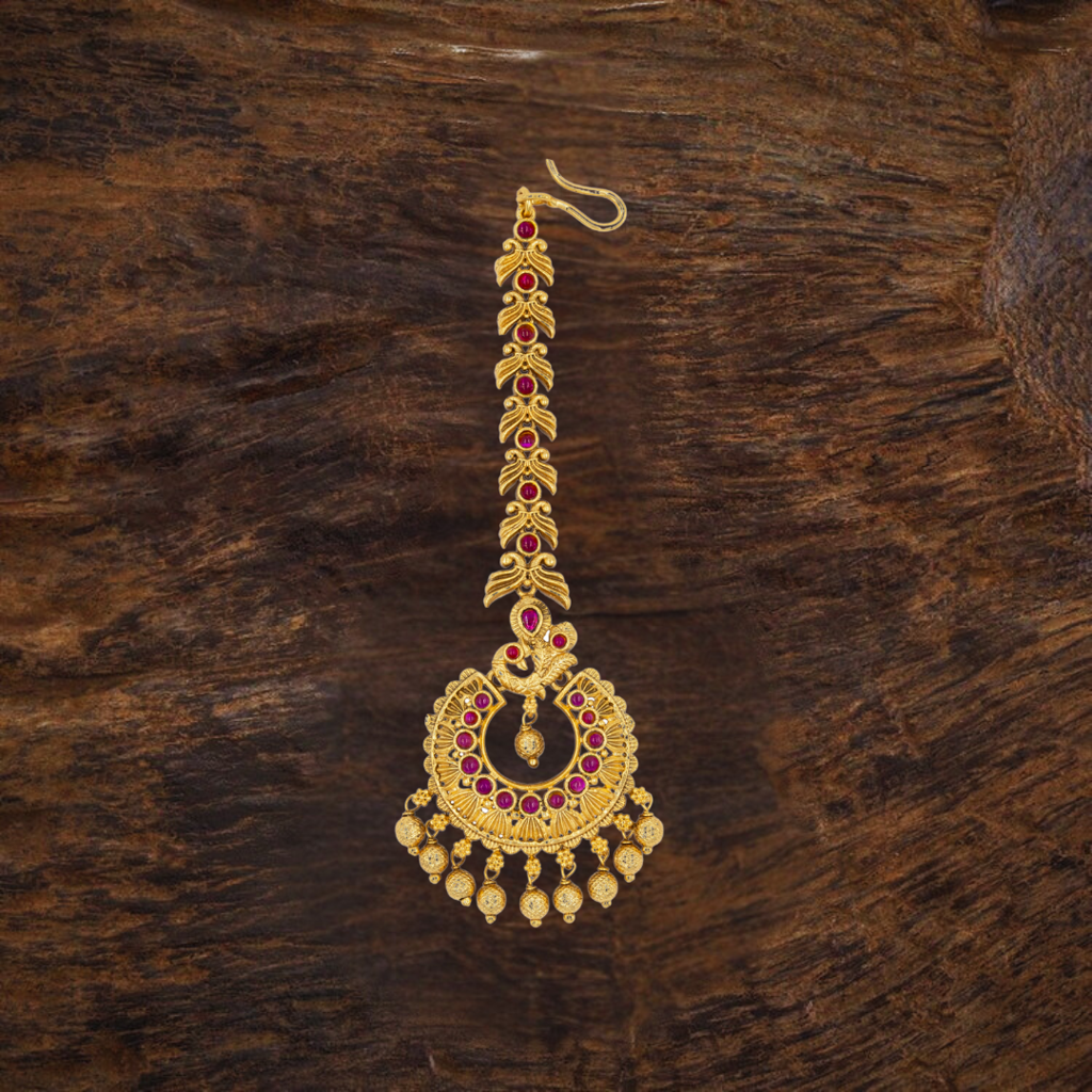 Luxury Temple Jewellery Maang Tikka | Wedding & Festive Gold Plated Look : N-704