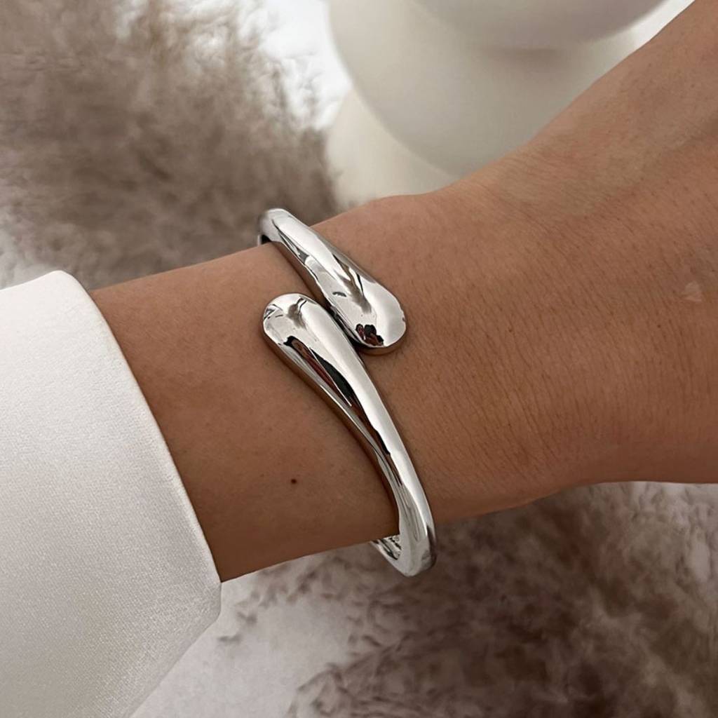 Gold/Silver Plated Glossy Open Cuff Bangle Bracelet : AMU0125B426S