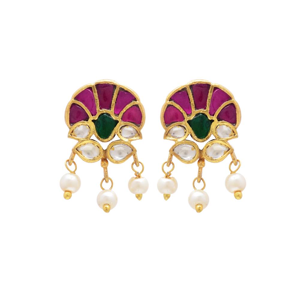 Small Traditional Earring With Pearls : 3417