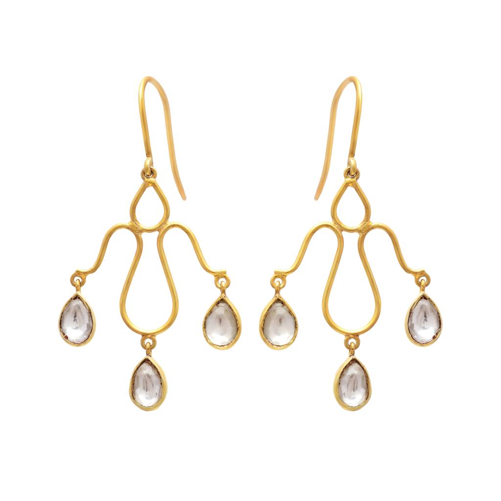 Dangling Minimalist Moissanite Polki Earring For Women : 3452