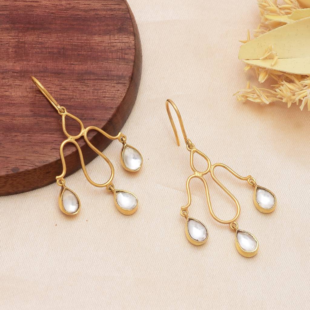 Dangling Minimalist Moissanite Polki Earring For Women : 3452