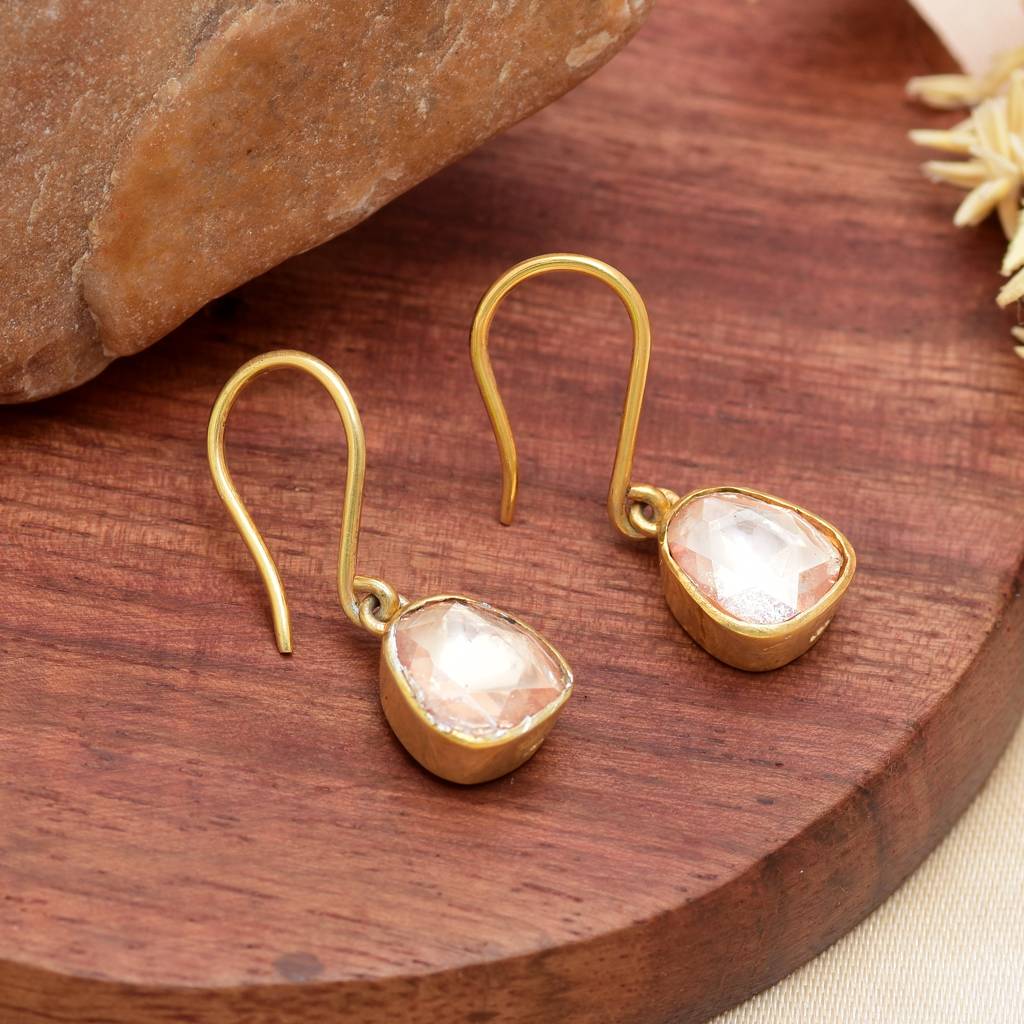 Hoop Minimalist Moissanite Polki Earring : 3461