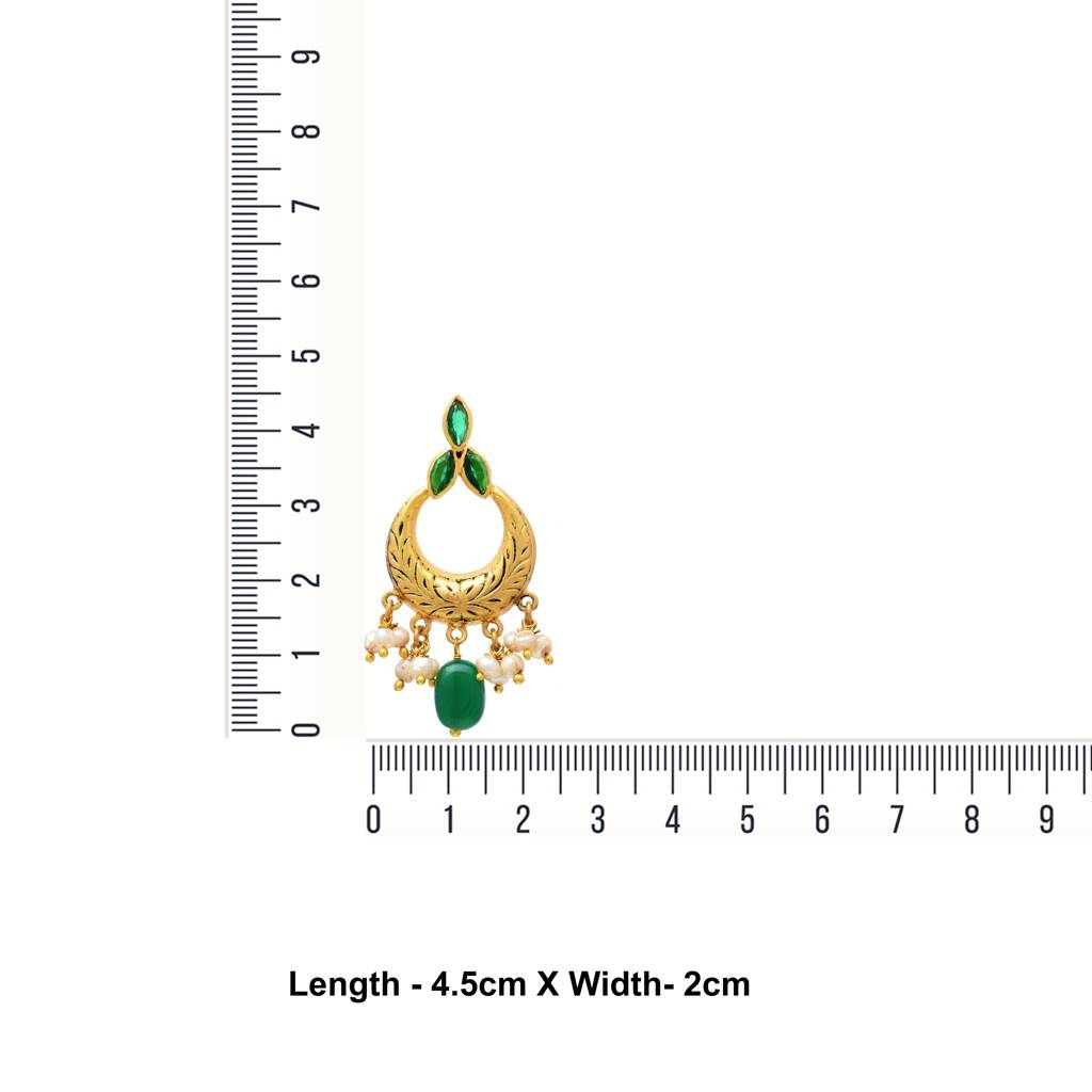 Small Chand Bali Earring With Green Cz : 3463