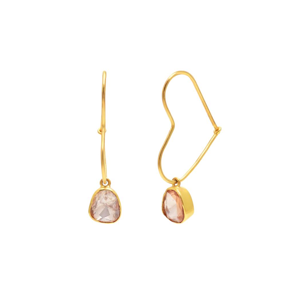 Heart Shape Minimalist Moissanite Polki Earring : 3483