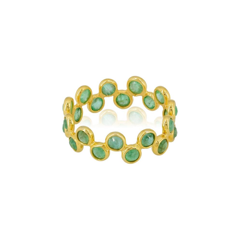 Classic Emerald Eternity Band Ring In 18K Gold-Plated 925 Silver : RG0002