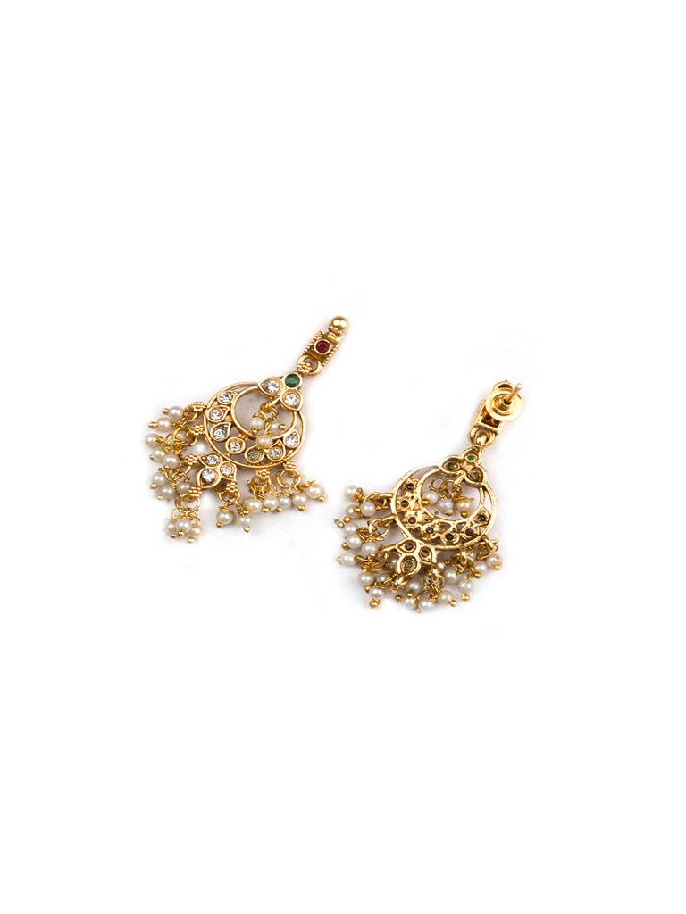 Gold Plated Bridal Guttapusallu Long Necklace Setâ : SATJS333LONG