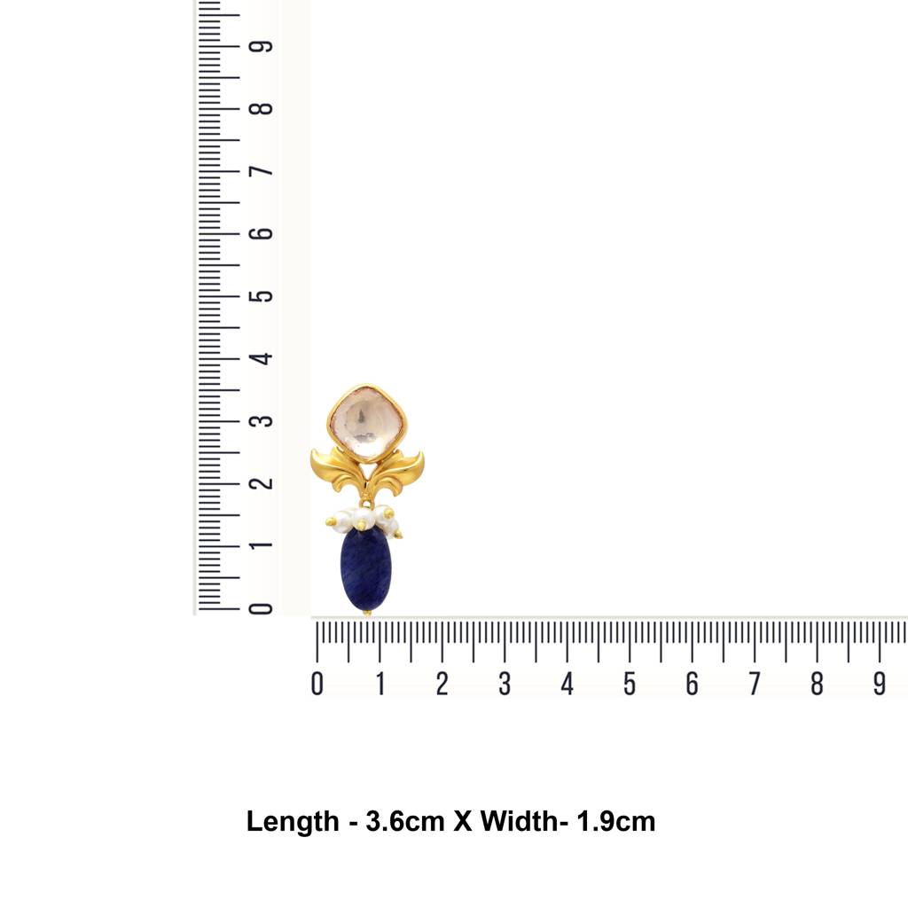 Moissanite Polki Stud With Beautiful Hanging Semi Precious Dropes : 3516