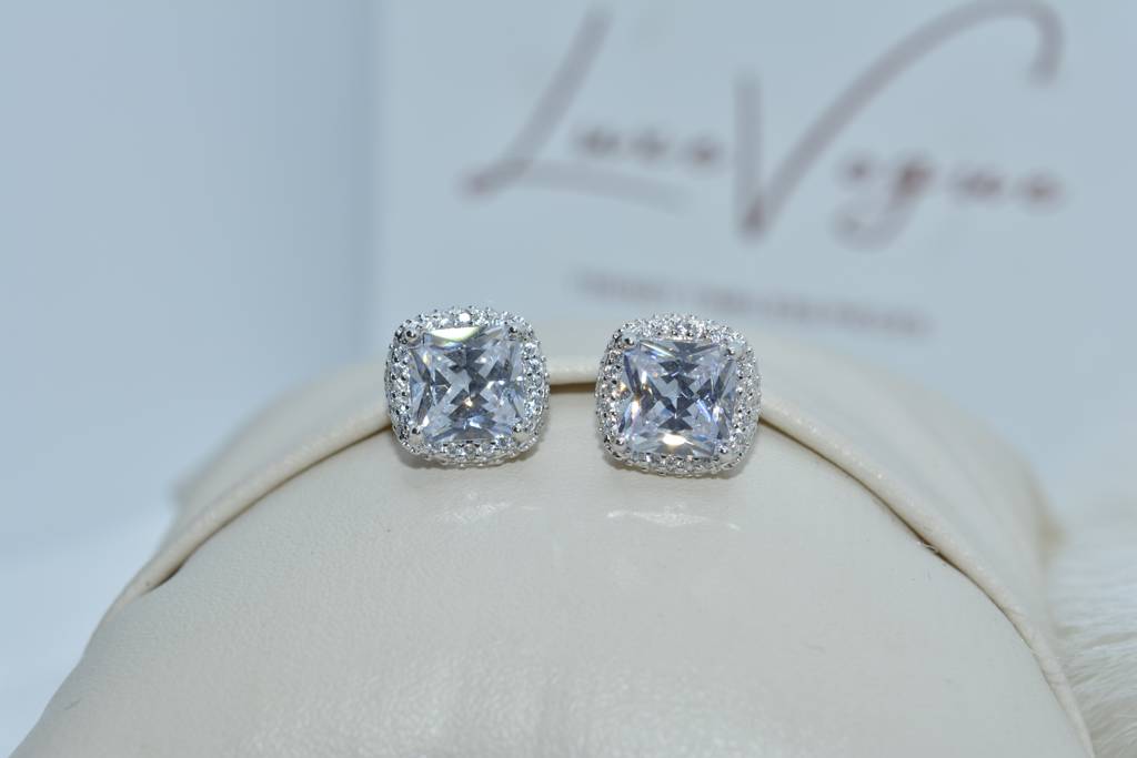 Gemsquare Stud Earrings: Sterling Silver : 356