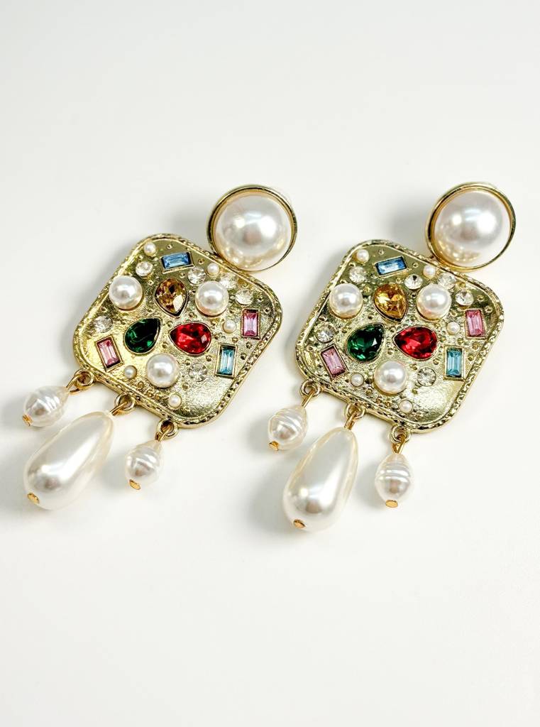 Chic Gemstone Treasure Drop Earrings : E0040