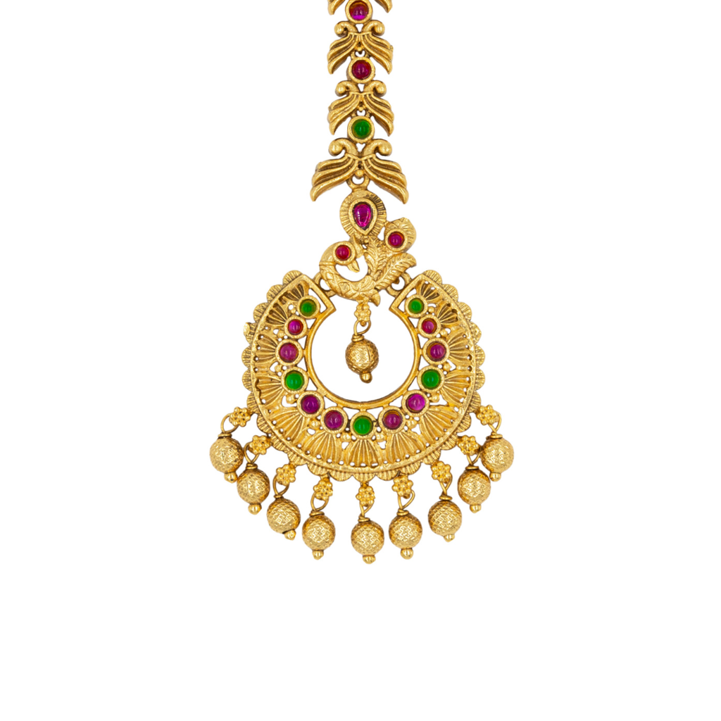 Luxury Temple Jewellery Maang Tikka | Wedding & Festive Gold Plated Look : N-704