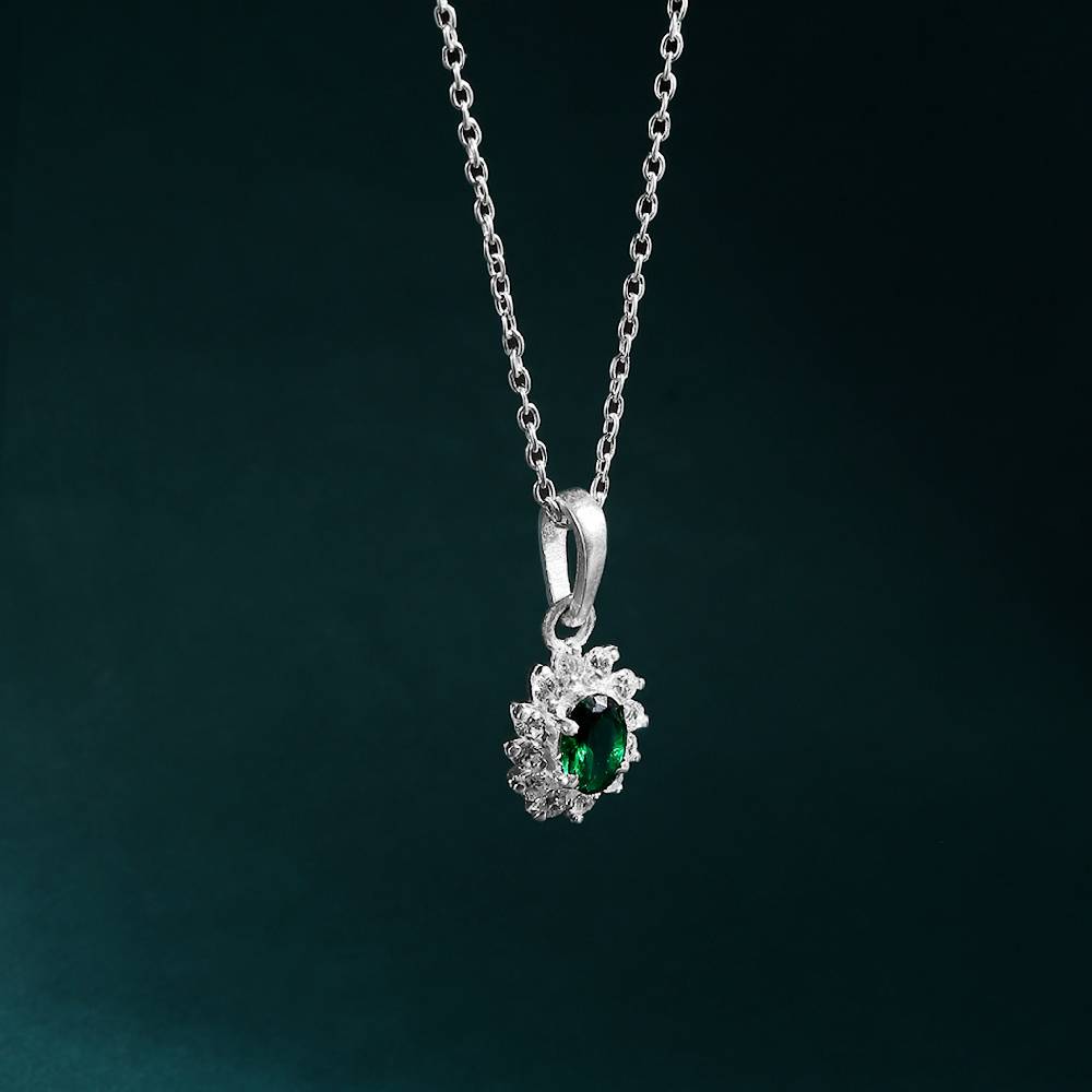 Silver Green Zircon Pendant : Silver Green Zircon Pendant : Silver Green Zircon Pendant : Z125SG002N069