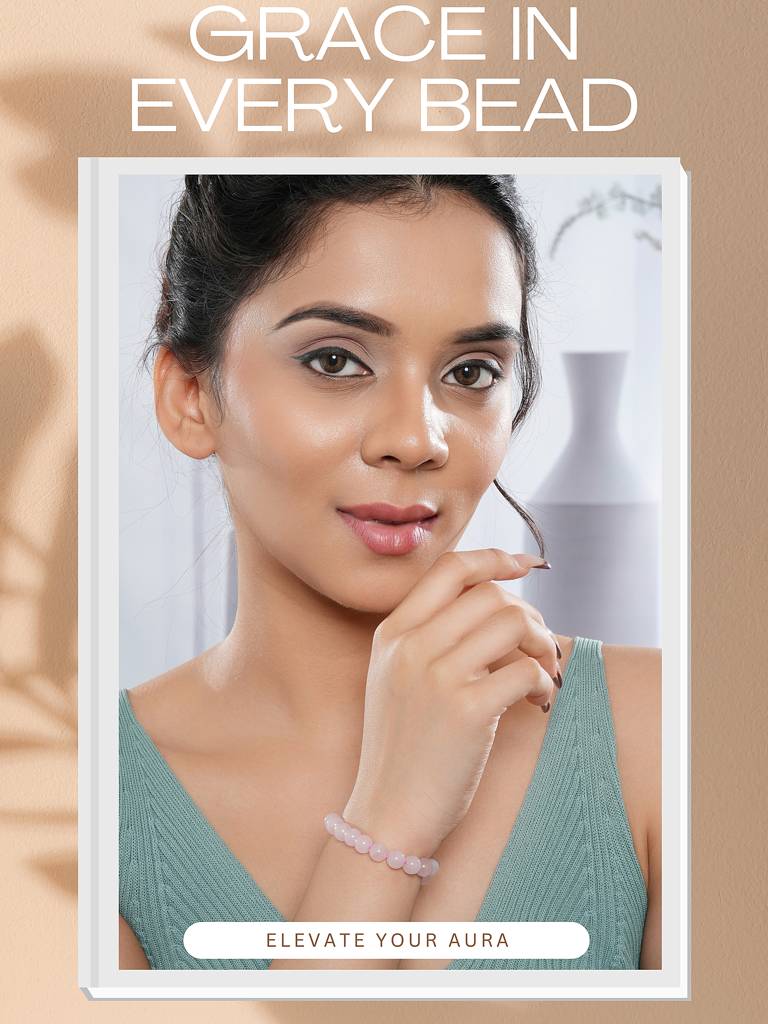 Rose Quartz Crystal Bracelet For Love & Positive Energy : STBR8226