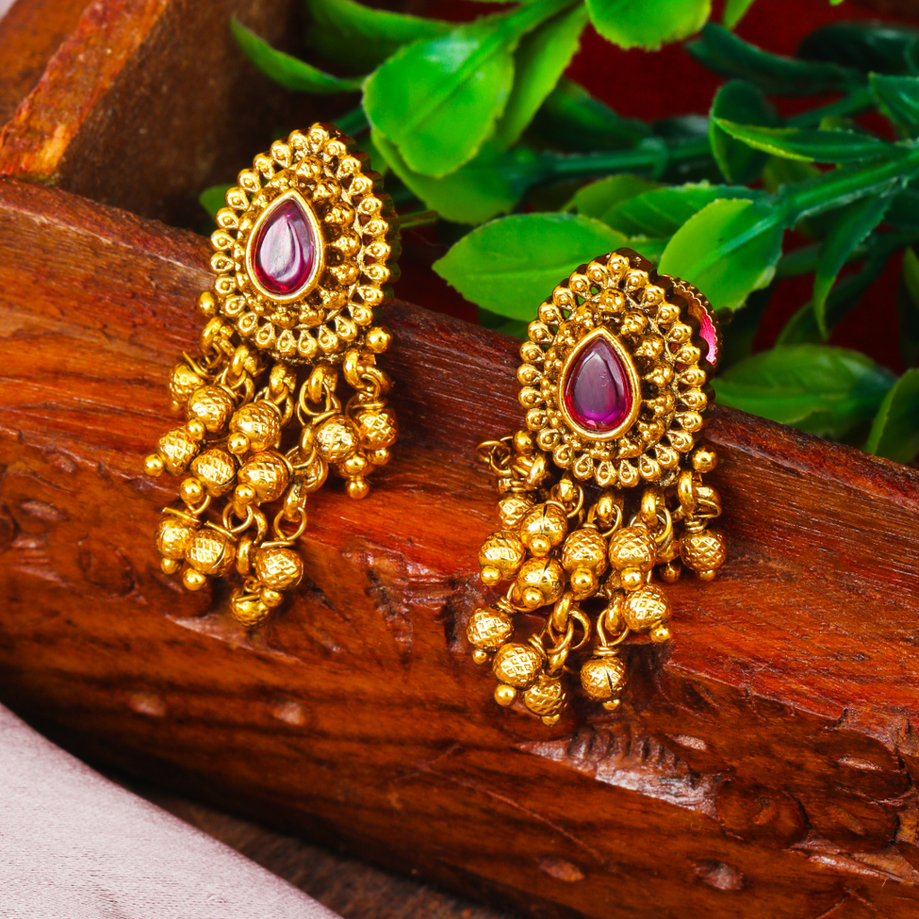 Heritage Temple Jewellery Drop Earrings | Premium Gold Plated : R-2153