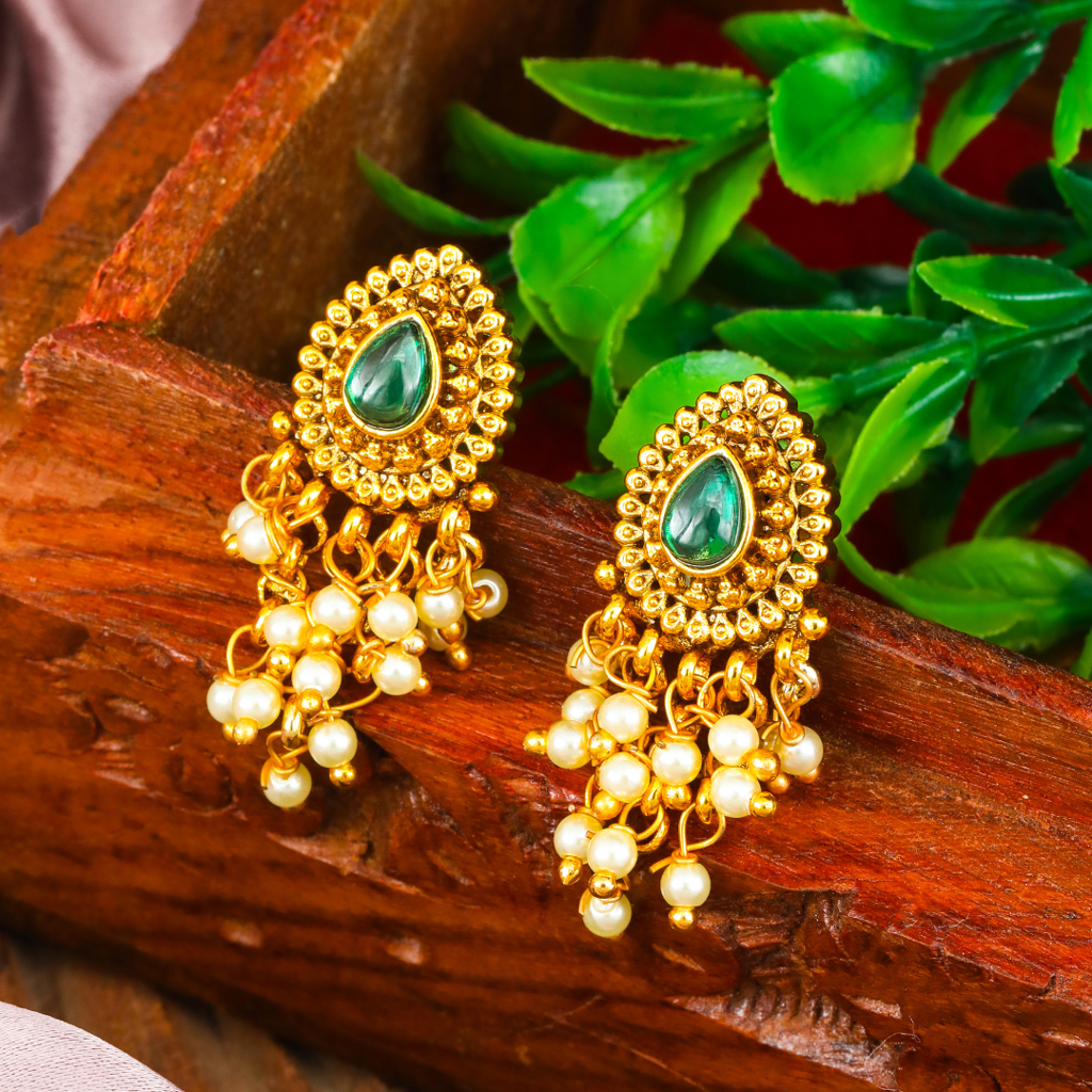 Heritage Temple Jewellery Drop Earrings | Premium Gold Plated : R-2153