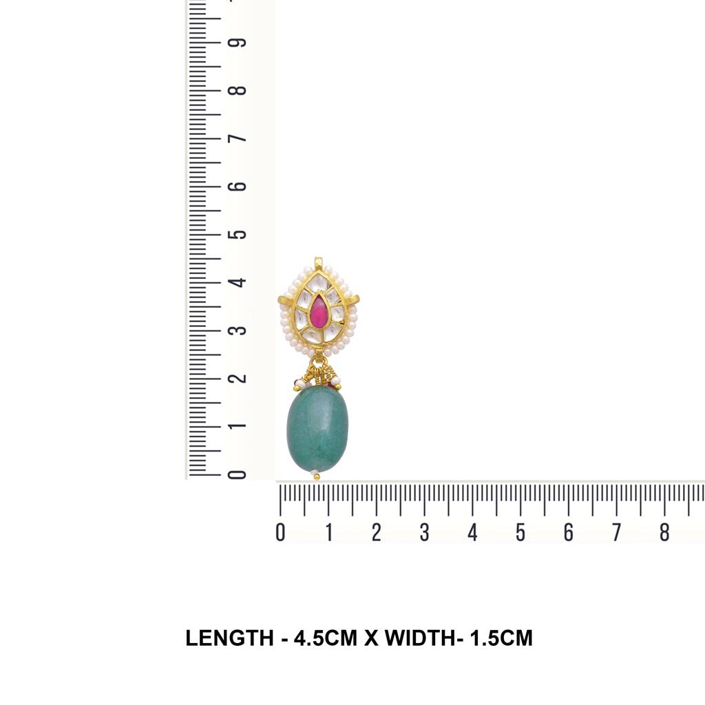 925 Sterling Silver Earring With Crystal Polki And Semi Precious Stone : 3761