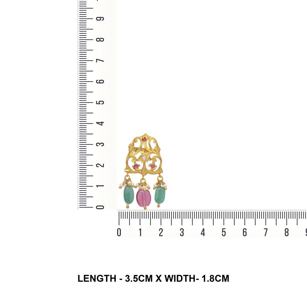 925 Sterling Silver Traditional Earring With Elegant Semi Precious Stones : 3762