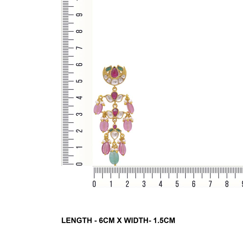 925 Sterling Silver Traditional Earring With Semi Precious Stones : 3766