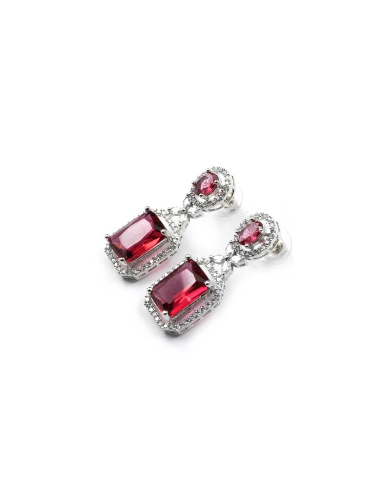Sparkling Diamond Crystal Stud Earrings : ADEarrings9Red