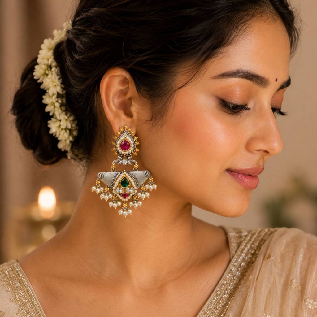 Yamini Royal Pachi Kundan Earrings : PAS010
