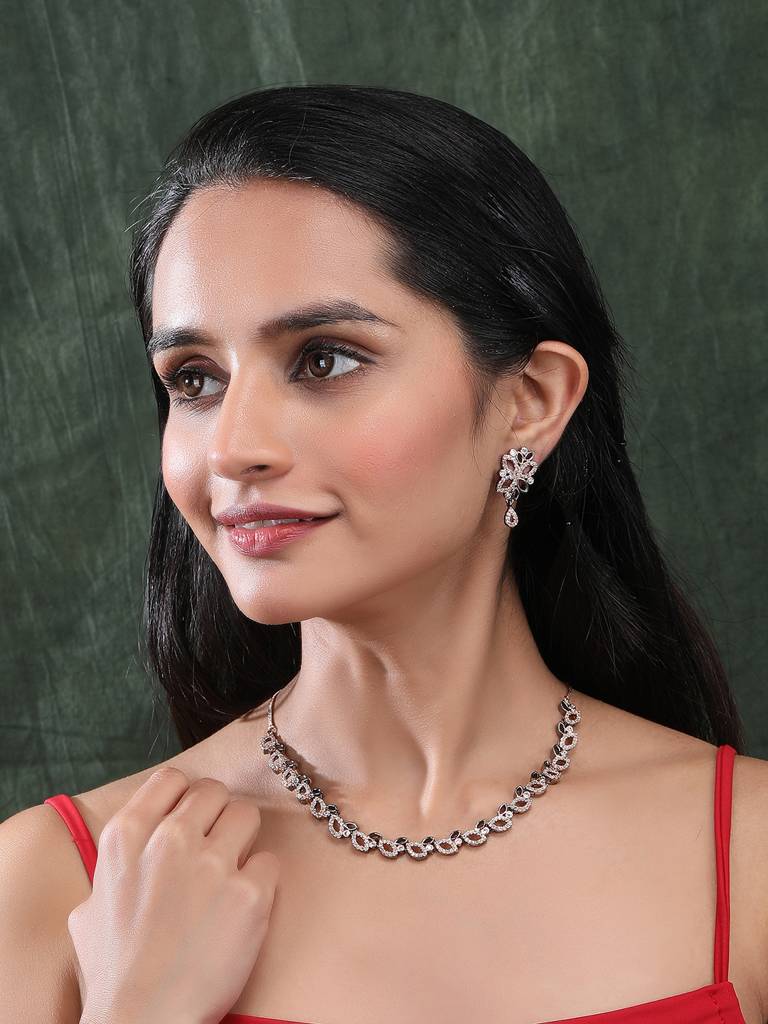 Ad Bela Necklace Set : AD133BLACKISH