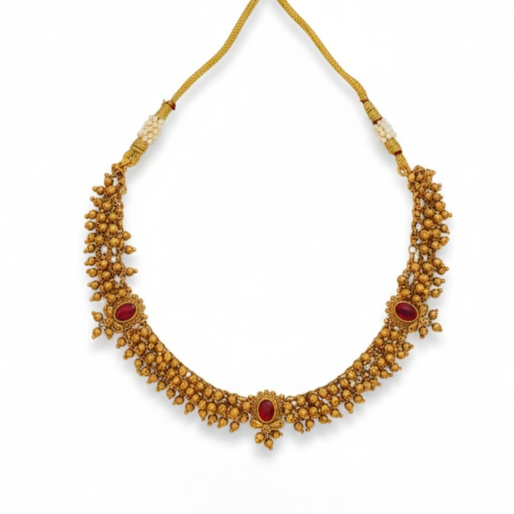Hemalatha Necklace Set  – 1 Gram Gold Plated Temple Jewellery : T-74