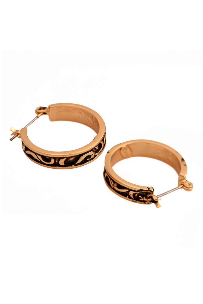 Estele Rose Gold Tone Plated Black And White Enamel With Austrian Crystal Stone Stud Earrings : 389708ER