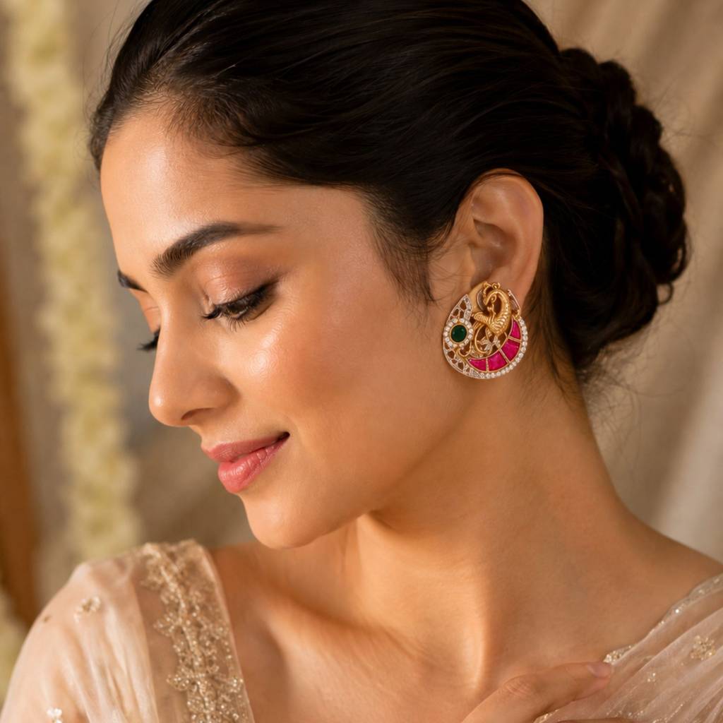 Aabha Handcrafted Pachi Kundan Earrings : PAS002