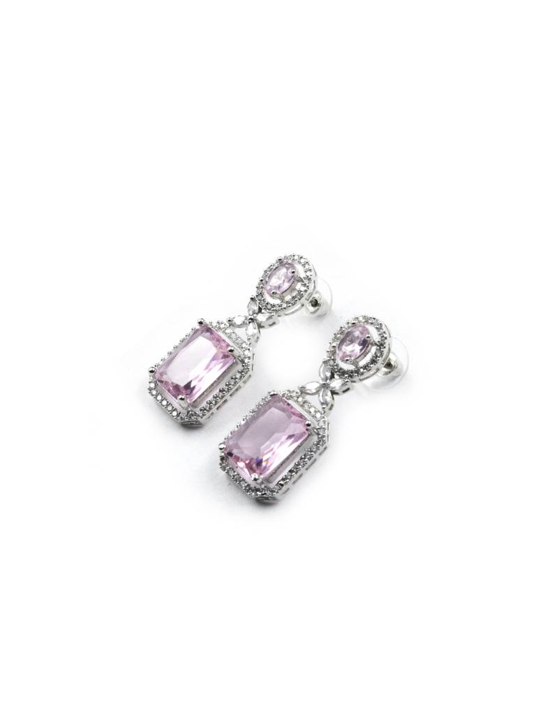 Sparkling Diamond Crystal Stud Earrings : ADEarrings9CrystalPink
