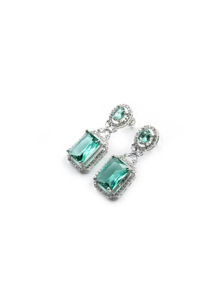 Sparkling Diamond Crystal Stud Earrings : ADEarrings9CrystalGreen