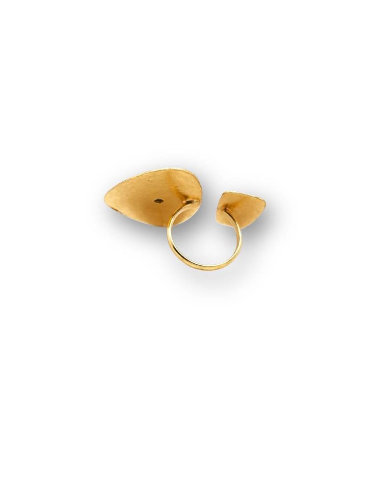 Arushi Dual Tone Adjustable Brass Ring 18K Gold Plated Handmade : BJV064