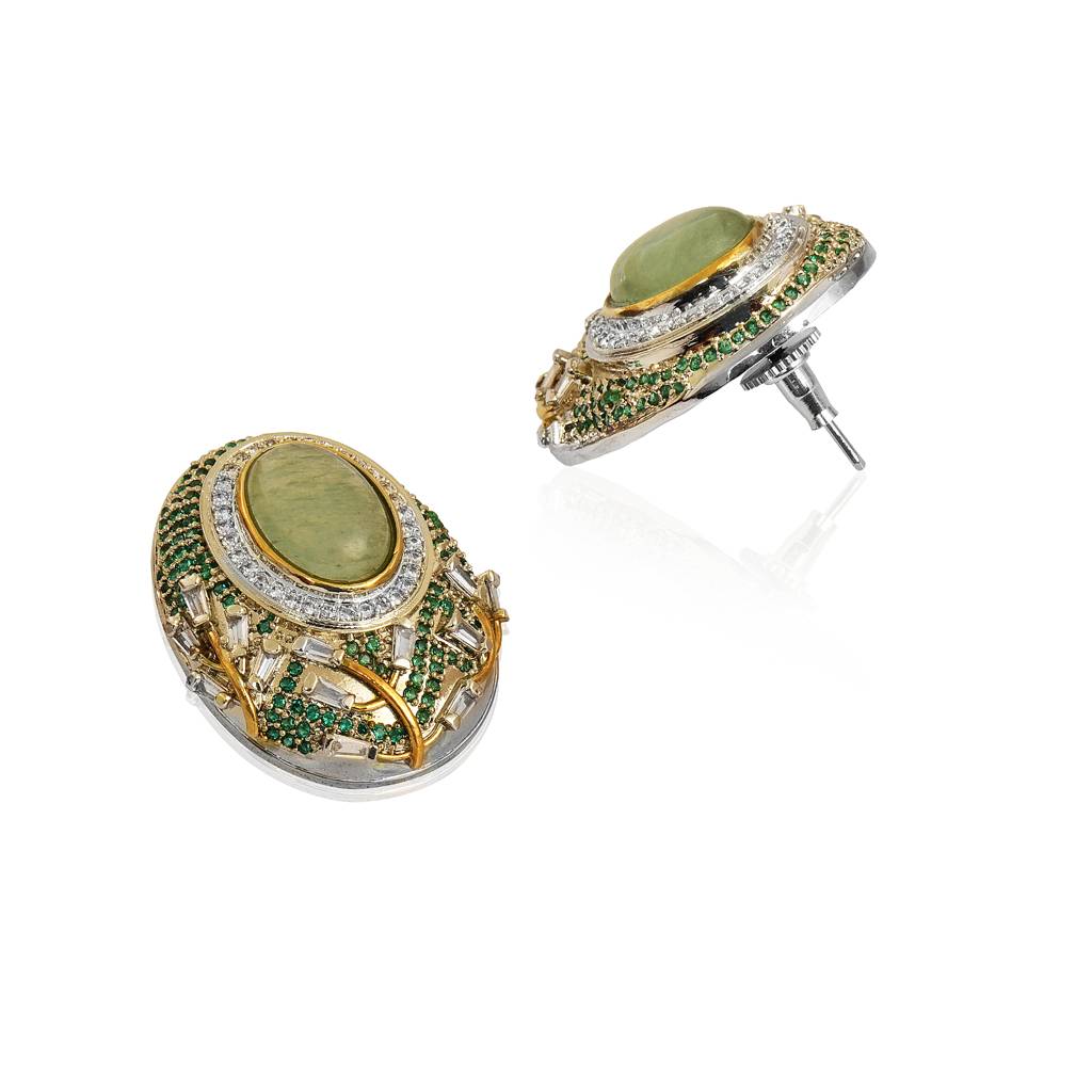 Statement Light Green Aventurine Earrings : IE642C