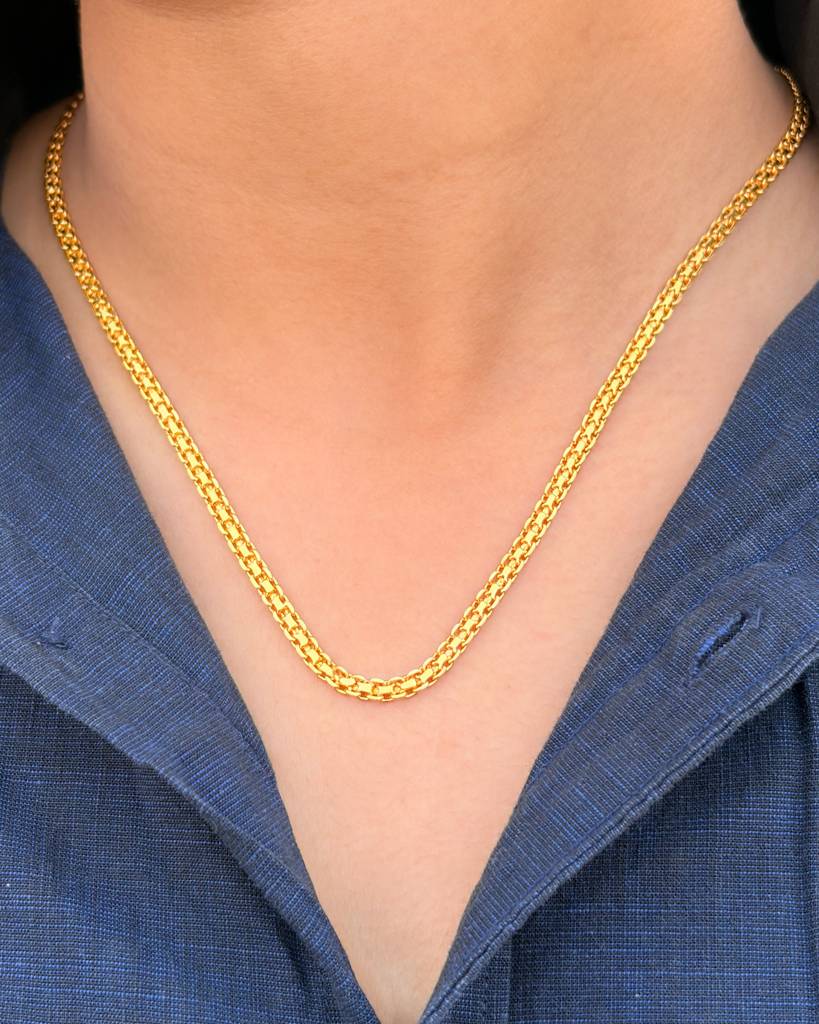 Lotus Chain Necklace 925 Sterling Silver 22Kt Gold Plated Jewelry For Women And Men : GP_CH096_20
