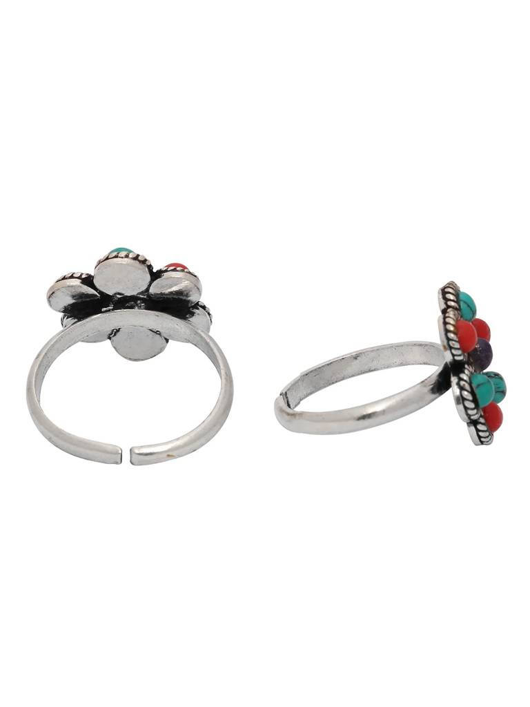Silver Colorful Flower Toe Ring : U100SO006TR0264