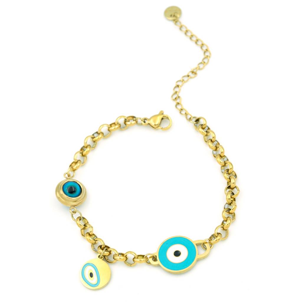 Evil Eye Chain Charm Bracelet For Women : HSPS60MB0645