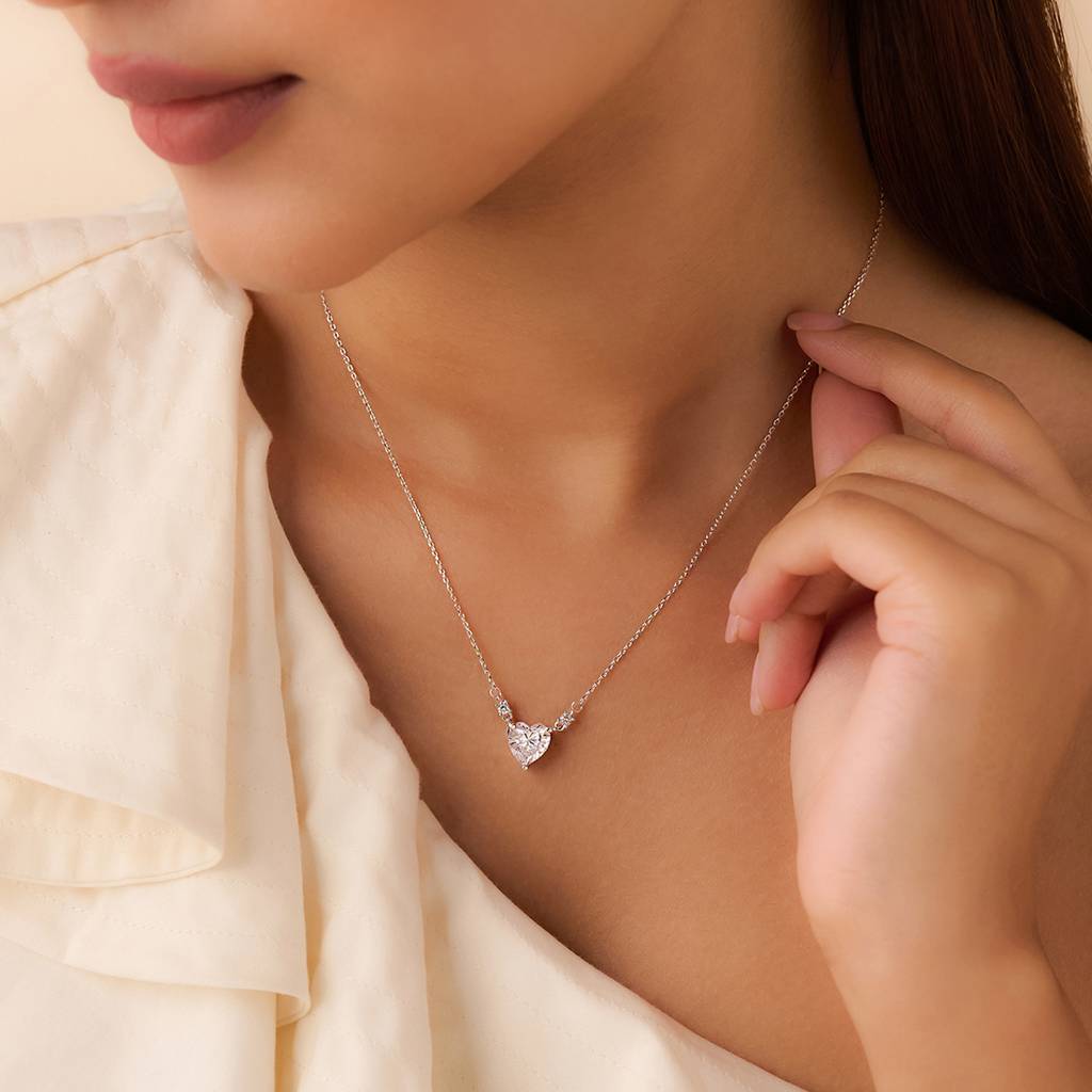 You Have My Heart Rhodium Plated Necklace : NL-30397-R