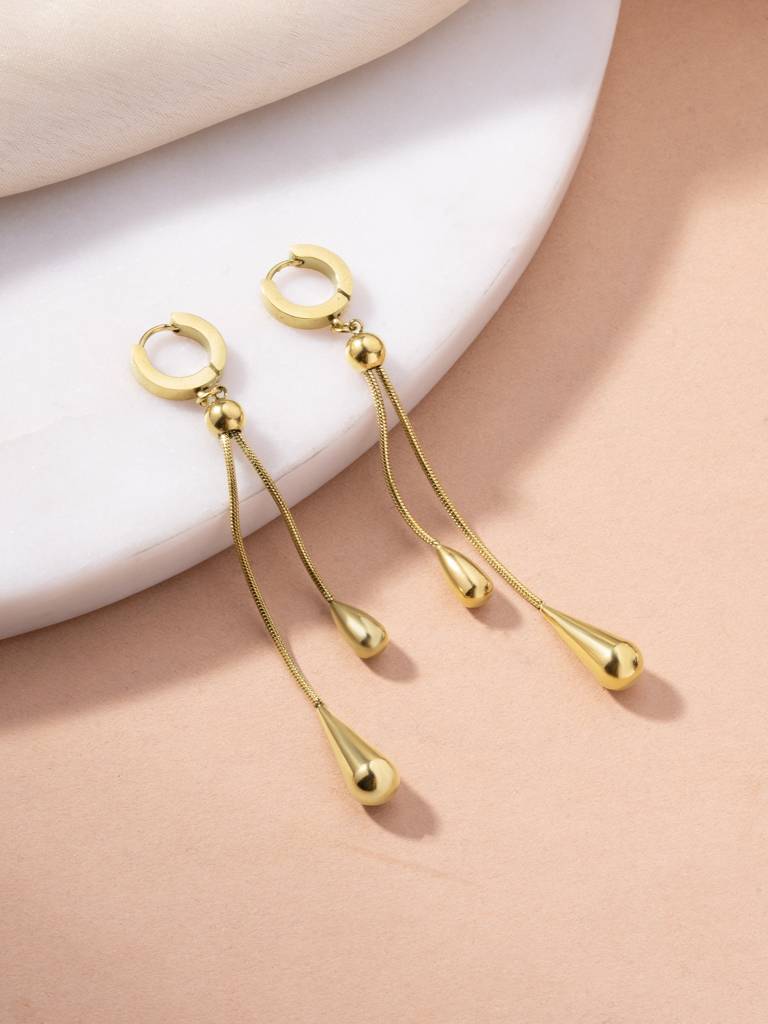 Waterdrop Chain Dangle Earrings For Women - Waterproof & Anti-Tarnish : ER0011