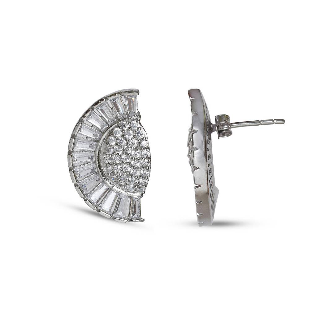 Half Flower 92.5 Sterling Silver Earrings : SE011